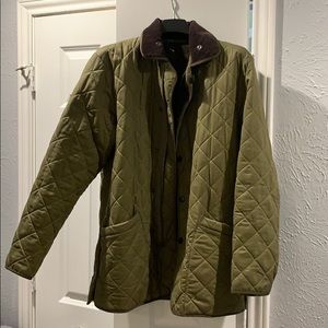 Barbour Olive Duracotton Polarquilt Long Jacket